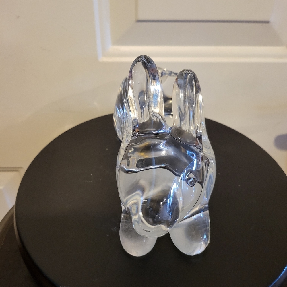 Clear Crystal Glass Bunny Rabbit Dish Bowl Vintage - Picture 10 of 14